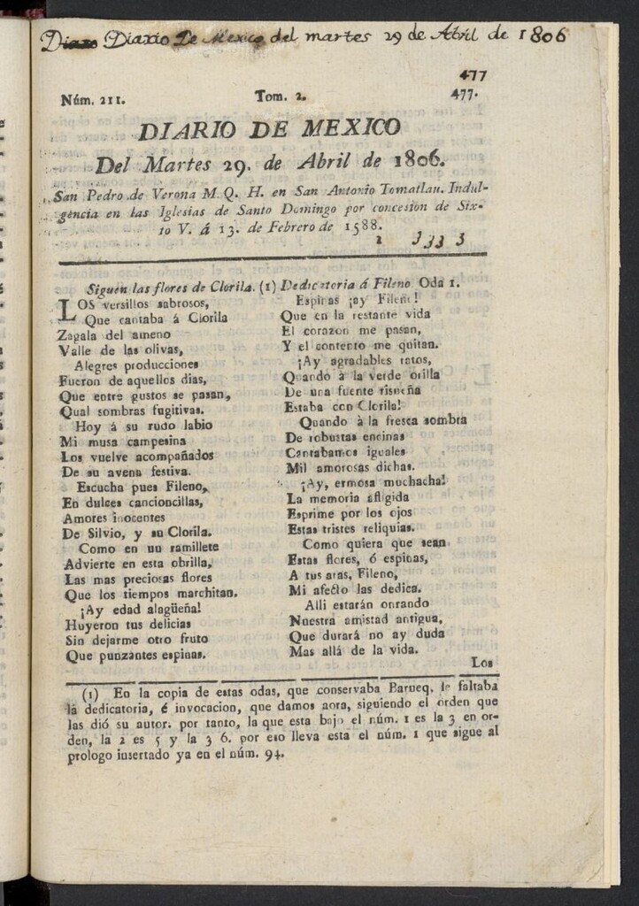 Miniatura de Diario de México del 29 de abril de 1806, nº 211