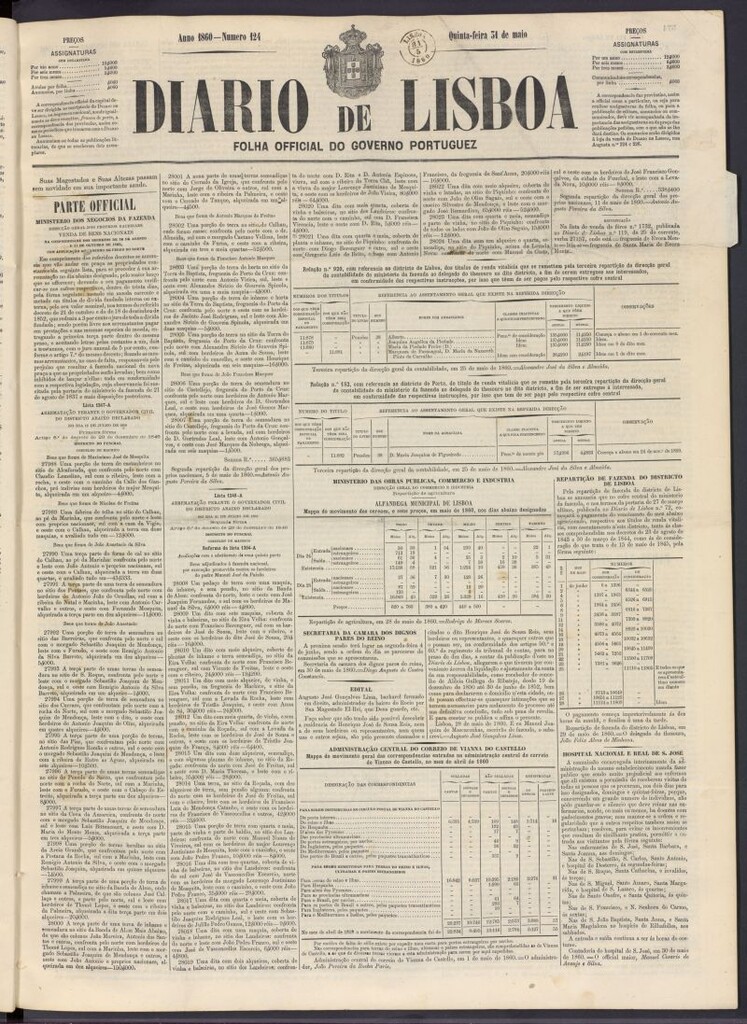Miniatura de Diário de Lisboa : folha official do goberno portugues del 31 de mayo de 1860, nº 124