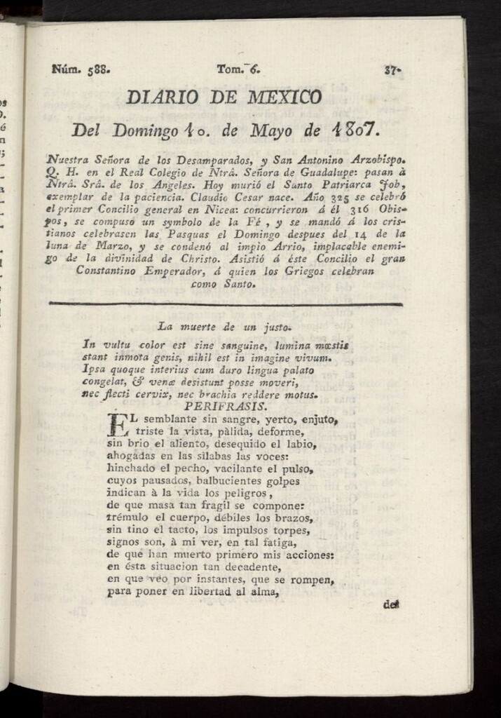 Miniatura de Diario de México del 10 de mayo de 1807, nº 588