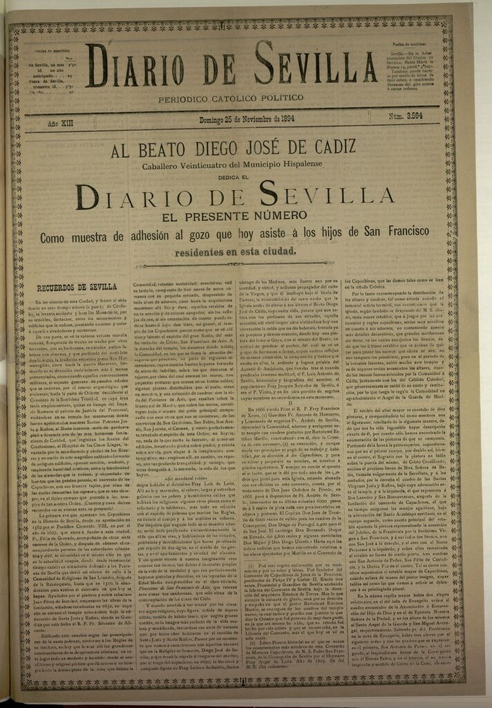 Miniatura de Diario de Sevilla: periódico católico político del 25 de noviembre de 1894