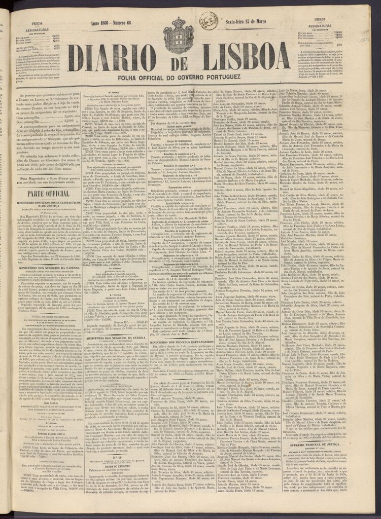 Miniatura de Diário de Lisboa : folha official do goberno portugues del 23 de marzo de 1860, nº 68