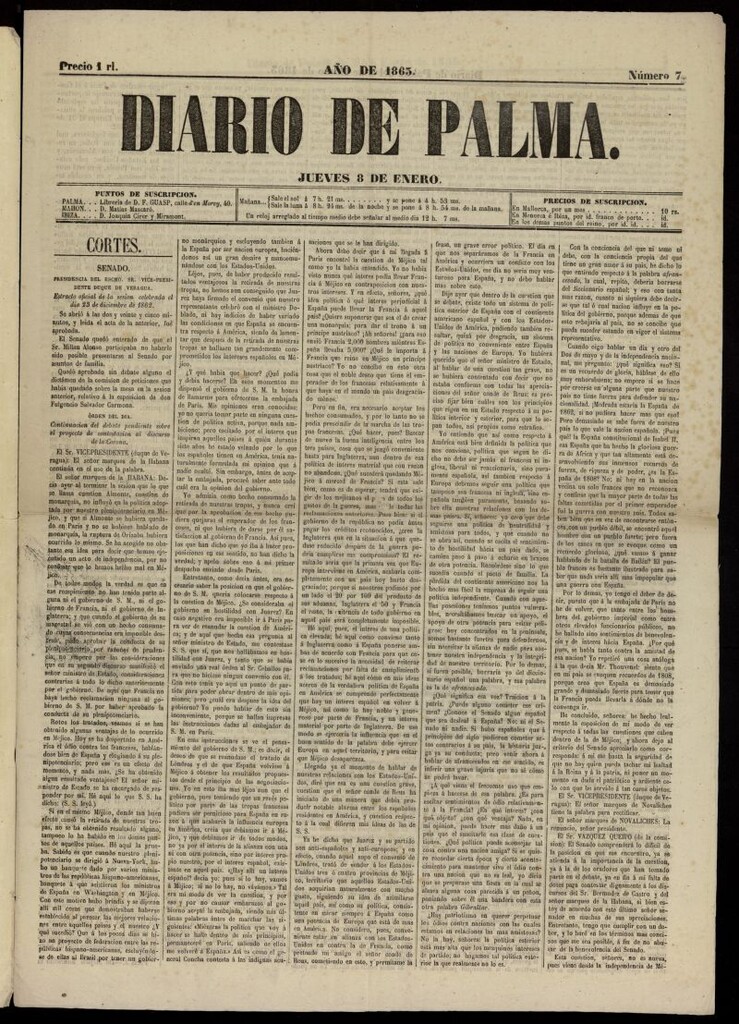 Miniatura de Diario de Palma del 8 de enero de 1863, nº 7