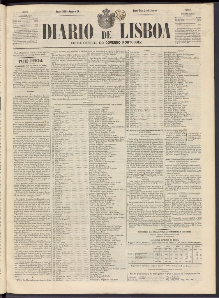 Miniatura de Diário de Lisboa : folha official do goberno portugues del 24 de enero de 1860, nº 19