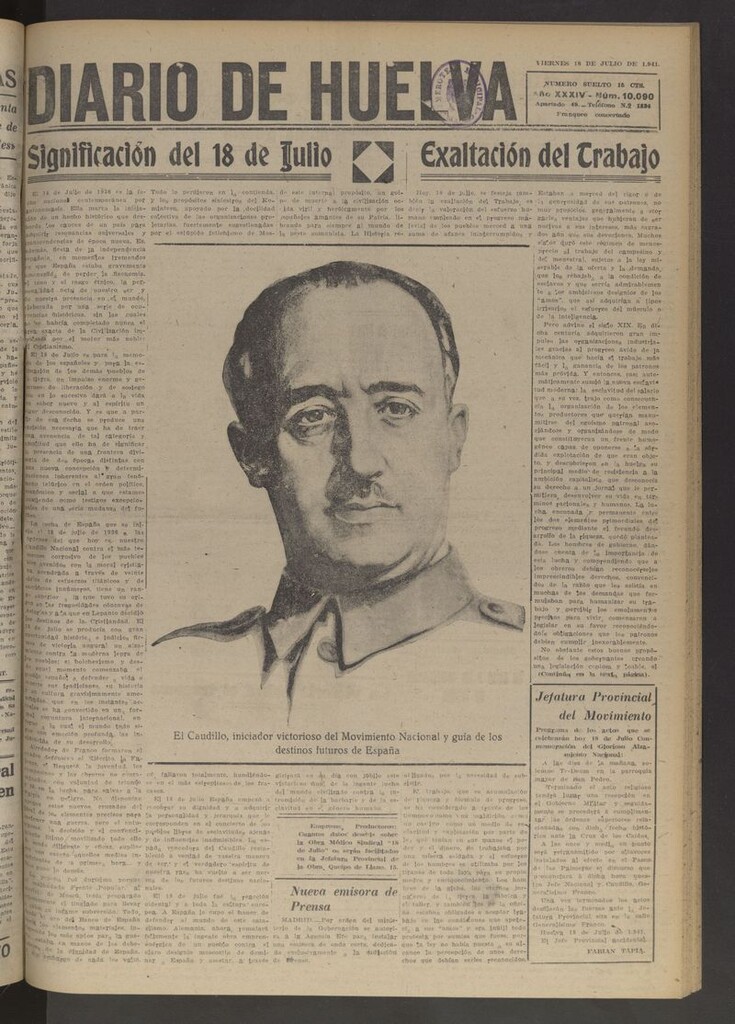 Miniatura de Diario de Huelva : periódico independiente del 18 de julio de 1941