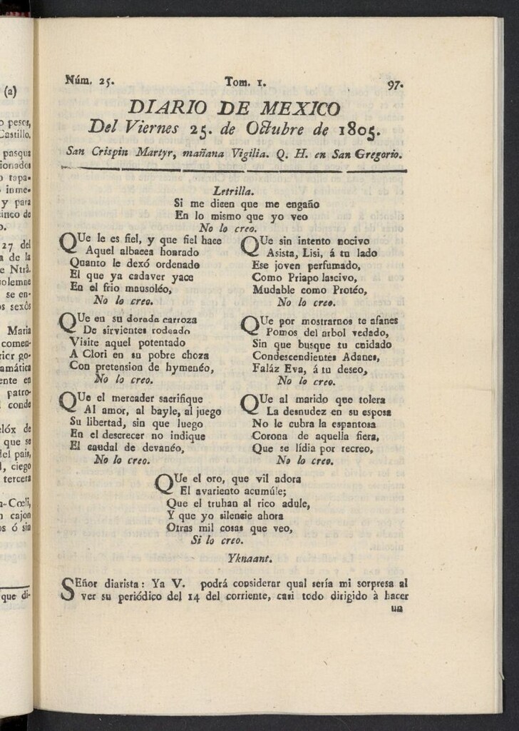 Miniatura de Diario de México del 25 de octubre de 1805, nº 25
