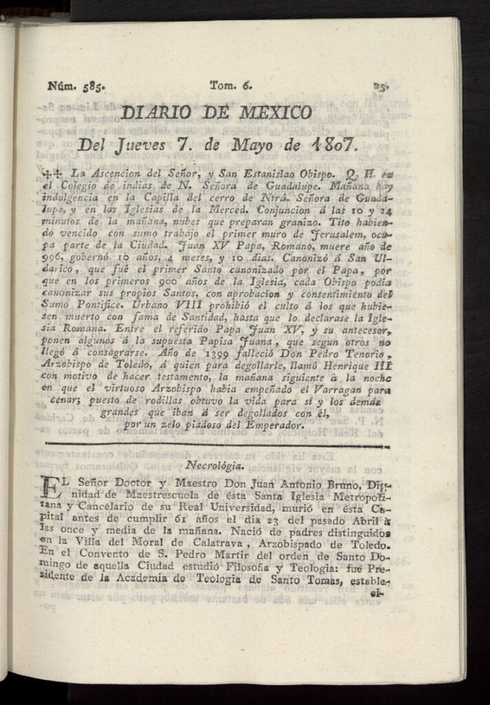 Miniatura de Diario de México del 7 de mayo de 1807, nº 585