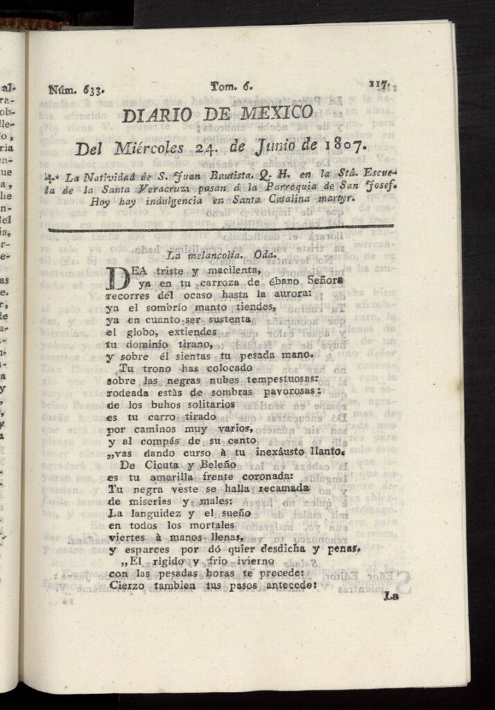 Miniatura de Diario de México del 24 de junio de 1807, nº 633