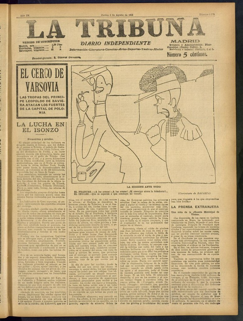 Miniatura de La Tribuna: diario independiente del 5 de agosto de 1915