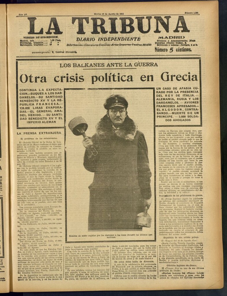 Miniatura de La Tribuna: diario independiente del 17 de agosto de 1915