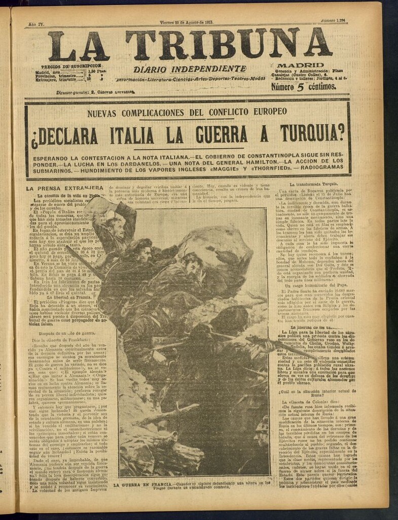 Miniatura de La Tribuna: diario independiente del 20 de agosto de 1915