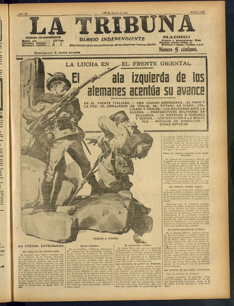 Miniatura de La Tribuna: diario independiente del 31 de agosto de 1915