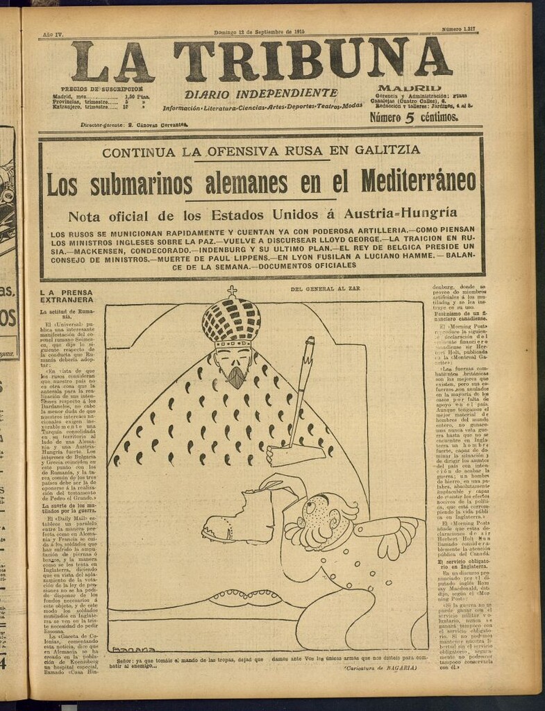 Miniatura de La Tribuna: diario independiente del 12 de septiembre de 1915