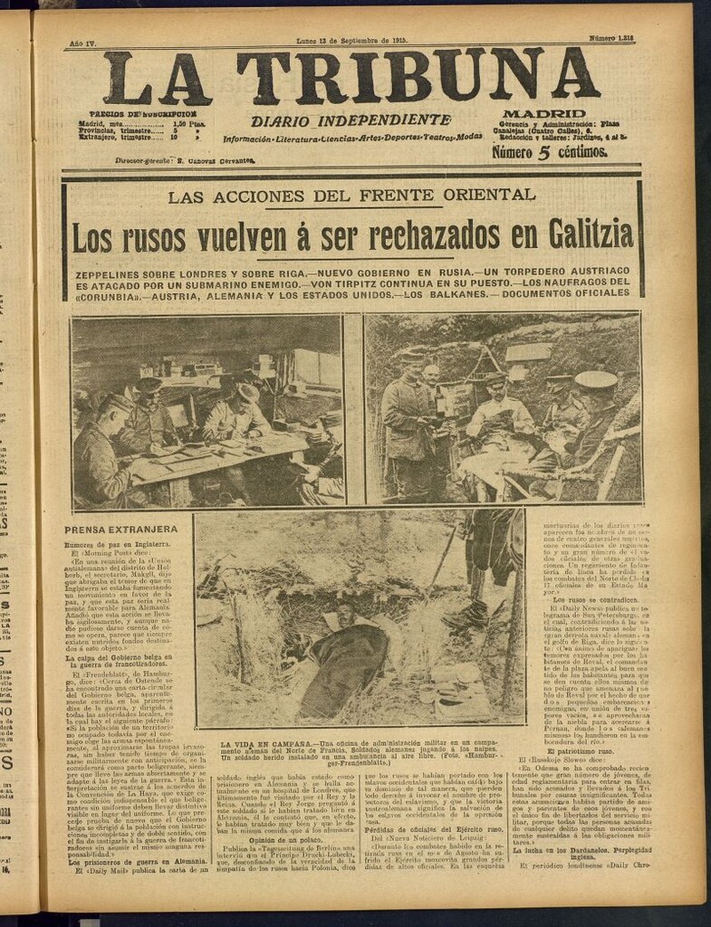 Miniatura de La Tribuna: diario independiente del 13 de septiembre de 1915