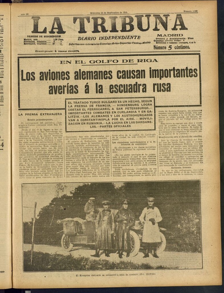 Miniatura de La Tribuna: diario independiente del 15 de septiembre de 1915