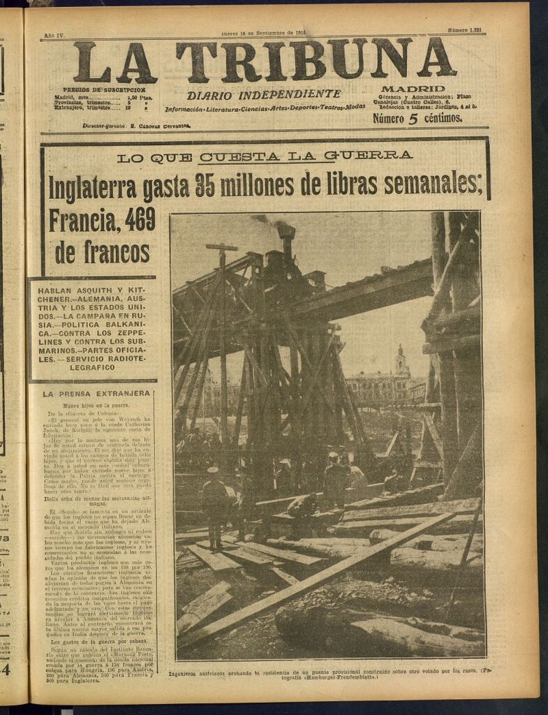 Miniatura de La Tribuna: diario independiente del 16 de septiembre de 1915
