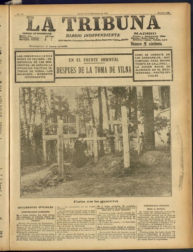 Miniatura de La Tribuna: diario independiente del 21 de septiembre de 1915