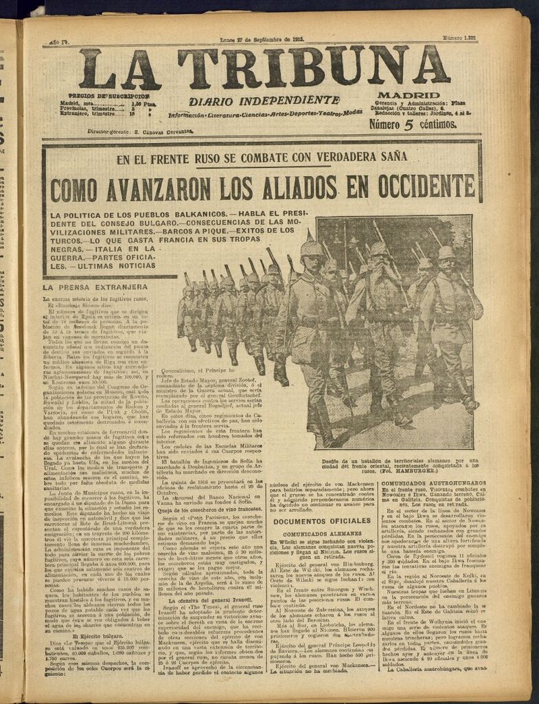 Miniatura de La Tribuna: diario independiente del 27 de septiembre de 1915