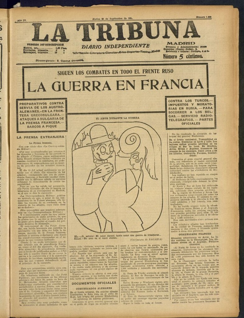 Miniatura de La Tribuna: diario independiente del 28 de septiembre de 1915