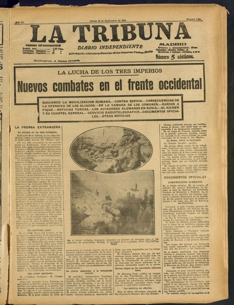 Miniatura de La Tribuna: diario independiente del 30 de septiembre de 1915