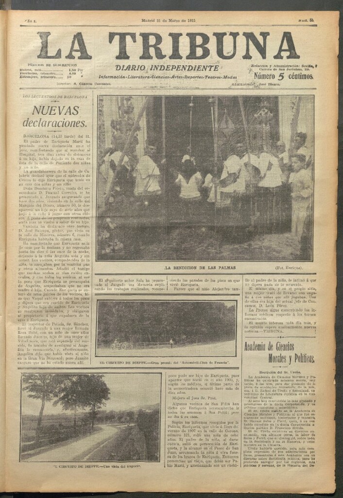 Miniatura de La Tribuna del 31 de marzo de 1912