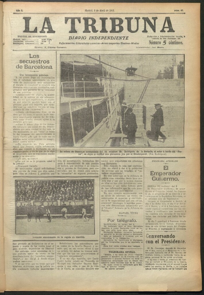 Miniatura de La Tribuna del 9 de abril de 1912