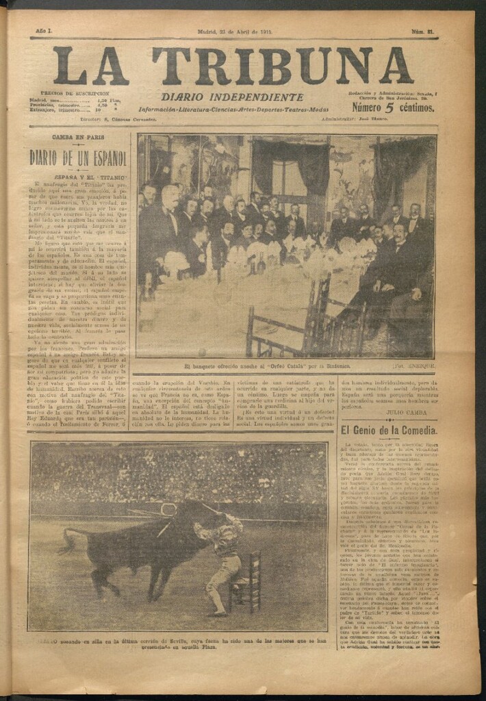 Miniatura de La Tribuna del 23 de abril de 1912