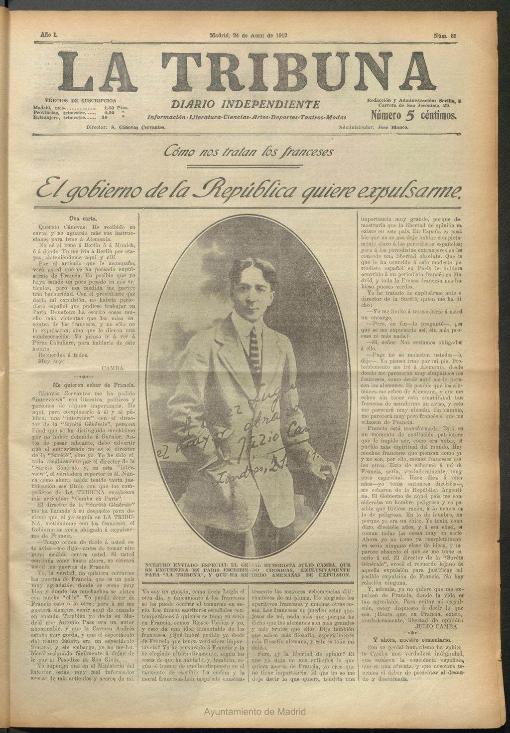 Miniatura de La Tribuna del 24 de abril de 1912