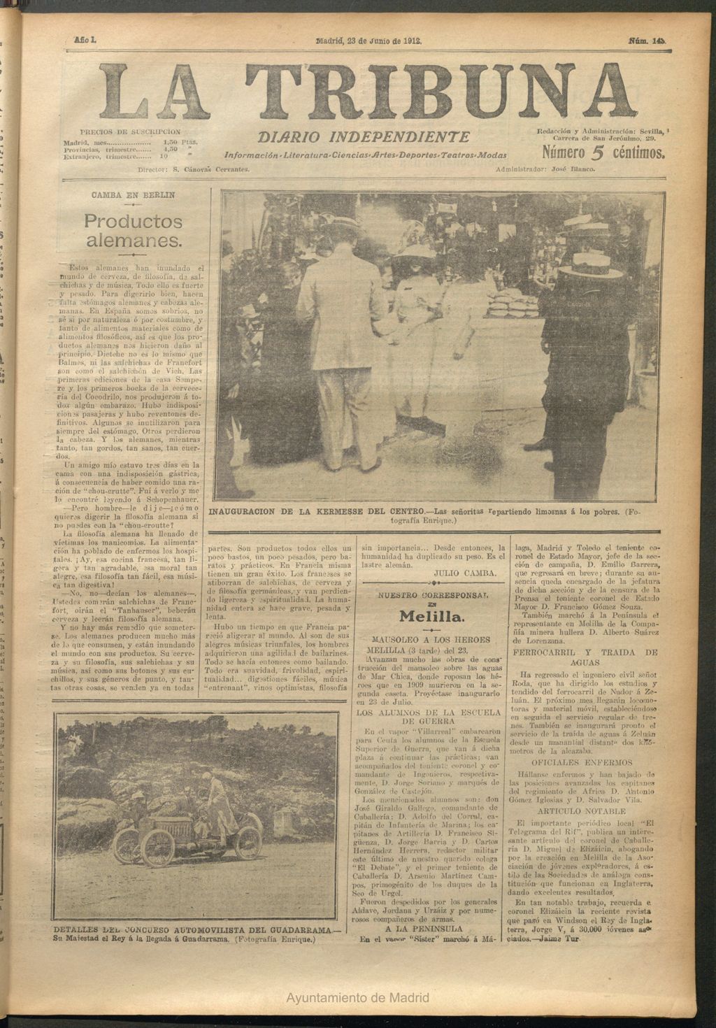 Miniatura de La Tribuna del 23 de junio de 1912