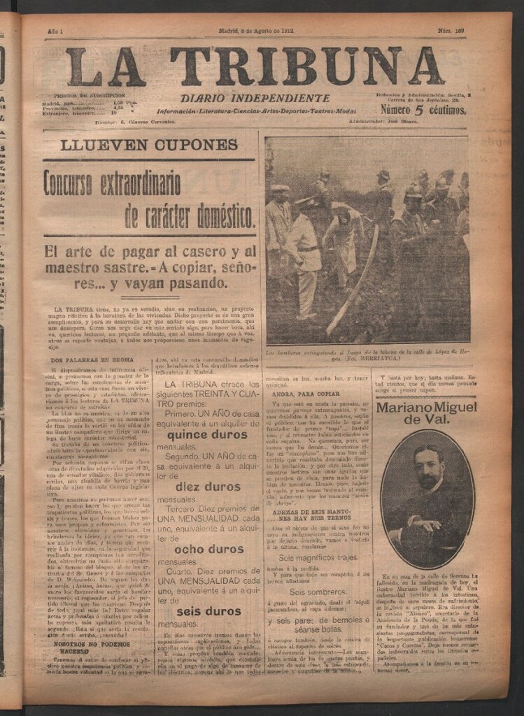 Miniatura de La Tribuna del 8 de agosto de 1912