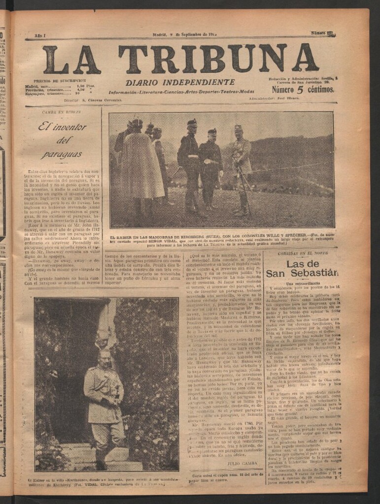 Miniatura de La Tribuna del 9 de septiembre de 1912