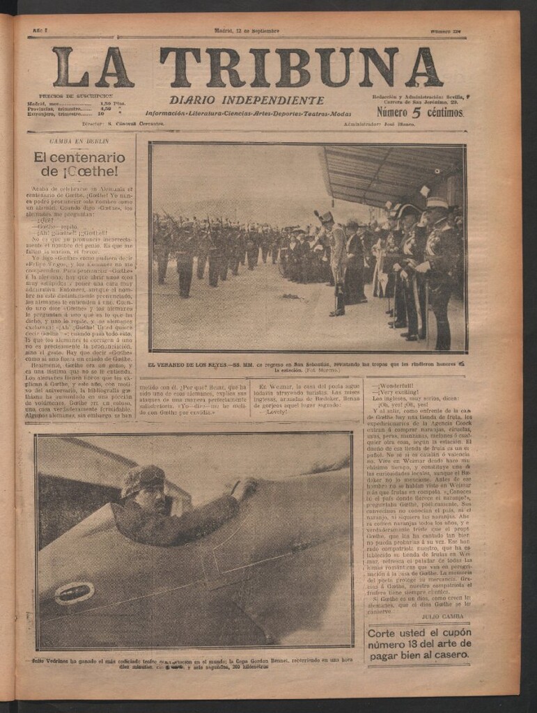 Miniatura de La Tribuna del 12 de septiembre de 1912