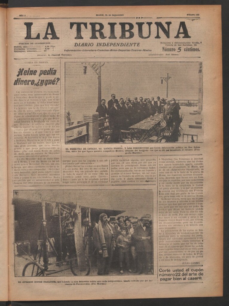 Miniatura de La Tribuna del 21 de septiembre de 1912