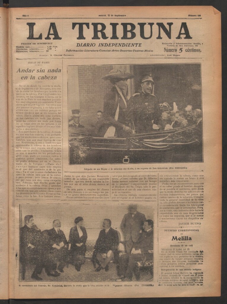 Miniatura de La Tribuna del 22 de septiembre de 1912
