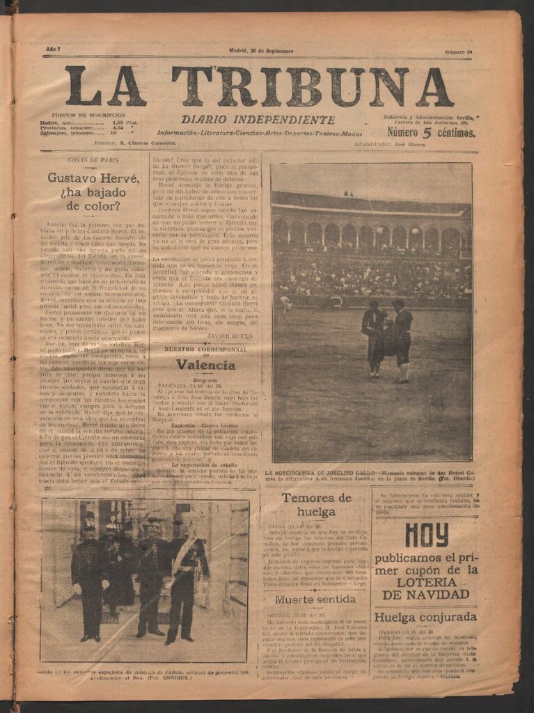 Miniatura de La Tribuna del 30 de septiembre de 1912