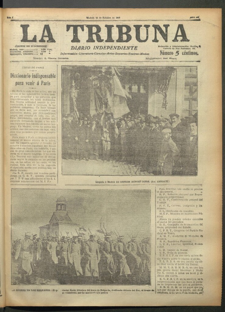 Miniatura de La Tribuna del 23 de octubre de 1912