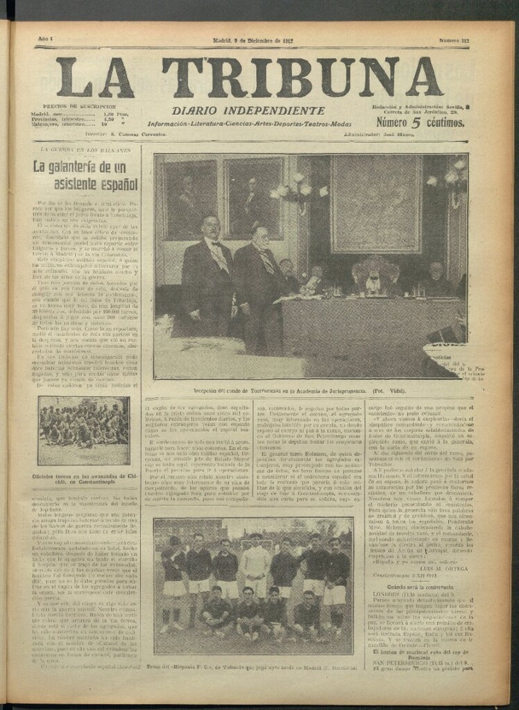 Miniatura de La Tribuna del 9 de diciembre de 1912