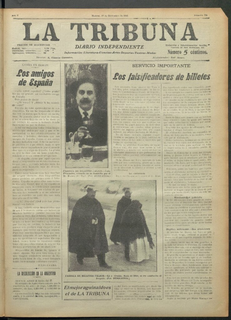 Miniatura de La Tribuna del 27 de diciembre de 1912
