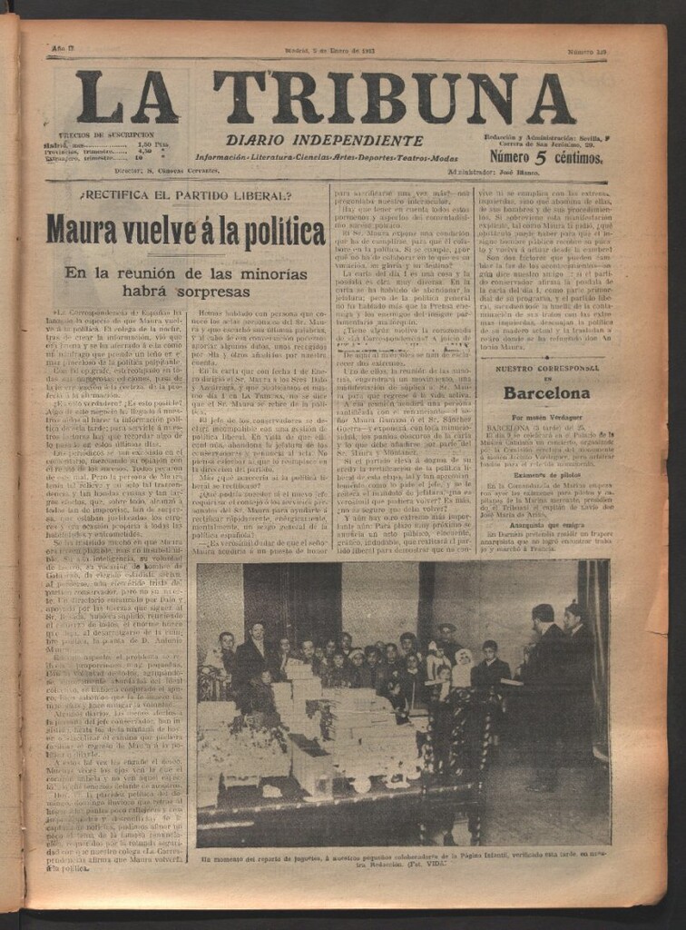 Miniatura de La Tribuna del 5 de enero de 1913