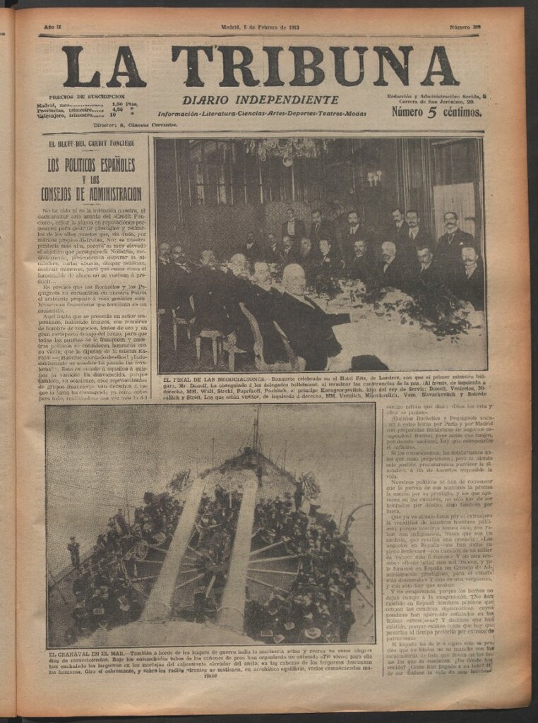 Miniatura de La Tribuna del 5 de febrero de 1913
