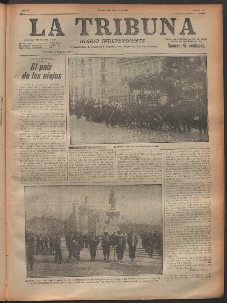 Miniatura de La Tribuna del 6 de febrero de 1913
