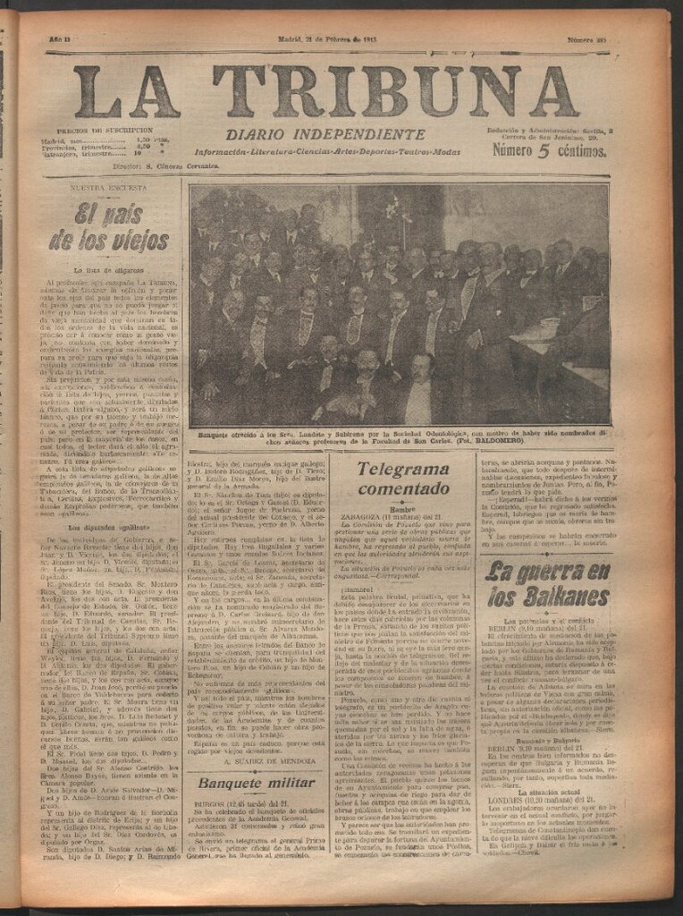 Miniatura de La Tribuna del 21 de febrero de 1913