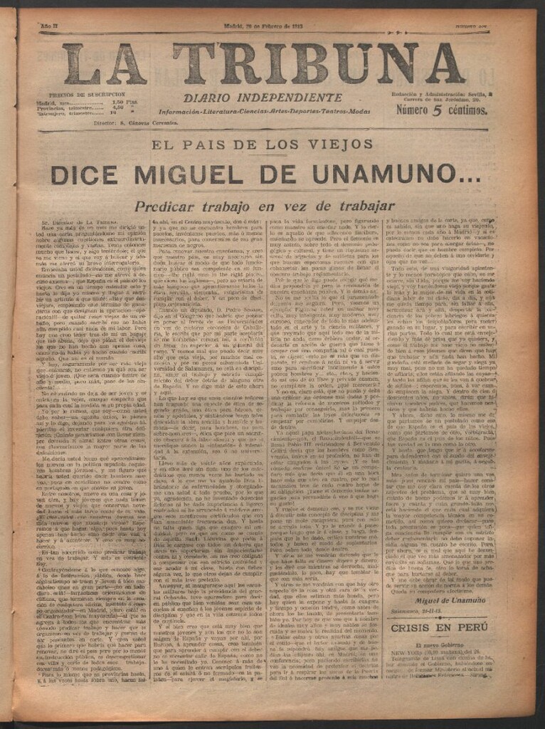 Miniatura de La Tribuna del 26 de febrero de 1913