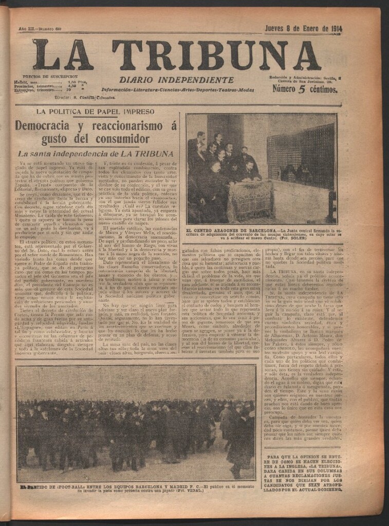 Miniatura de La Tribuna del 8 de enero de 1914