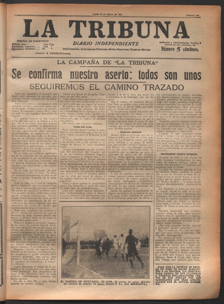 Miniatura de La Tribuna del 12 de enero de 1914