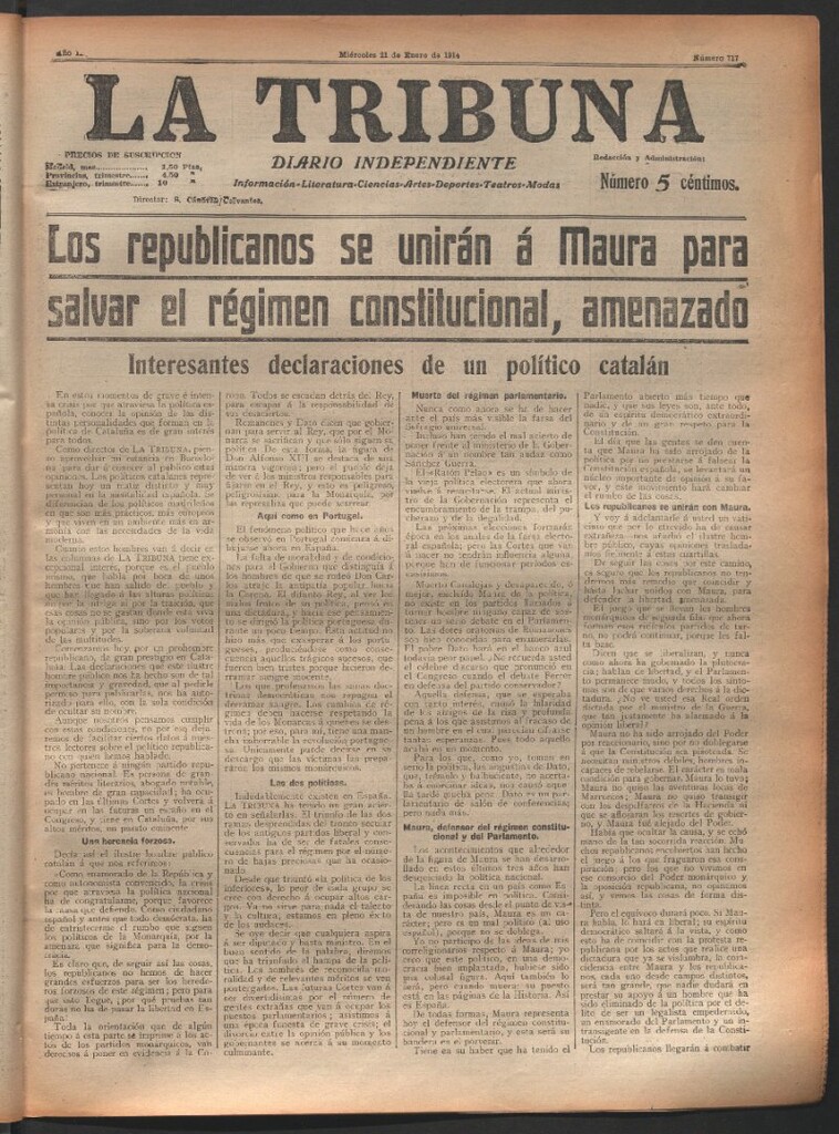Miniatura de La Tribuna del 21 de enero de 1914