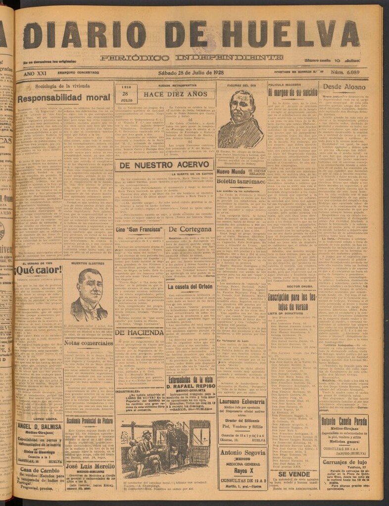 Miniatura de Diario de Huelva : periódico independiente del 28 de julio de 1928