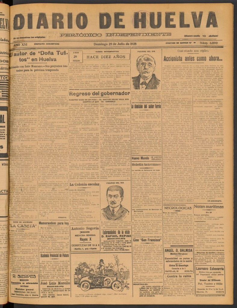 Miniatura de Diario de Huelva : periódico independiente del 29 de julio de 1928
