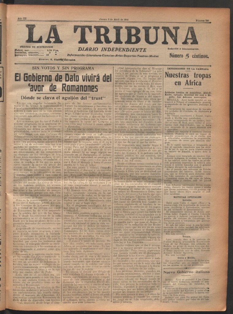 Miniatura de La Tribuna del 3 de abril de 1914