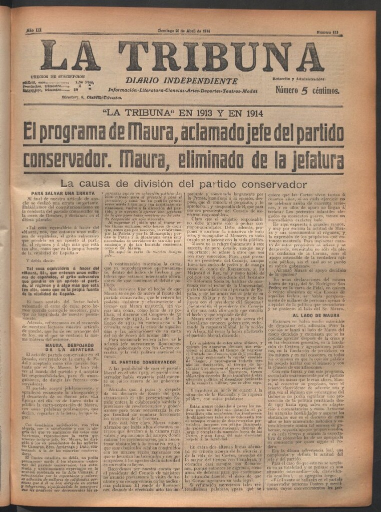 Miniatura de La Tribuna del 26 de abril de 1914