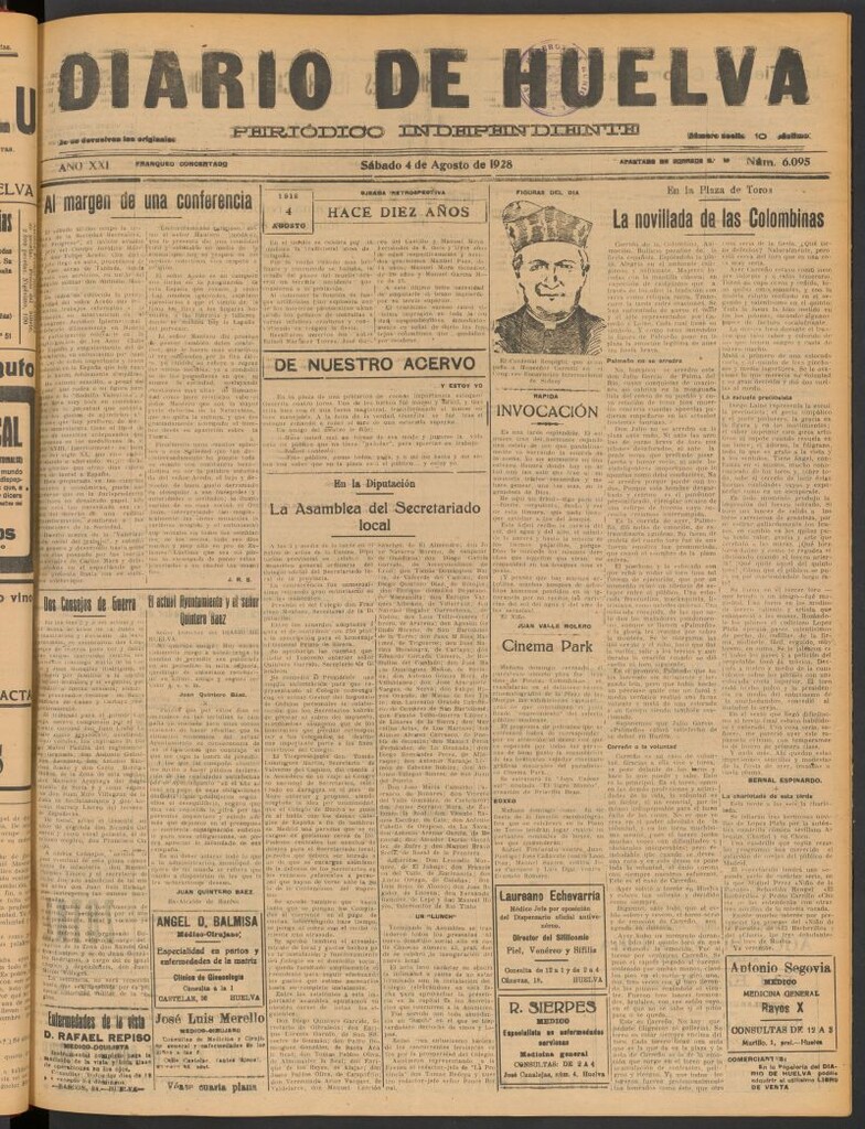 Miniatura de Diario de Huelva : periódico independiente del 4 de agosto de 1928